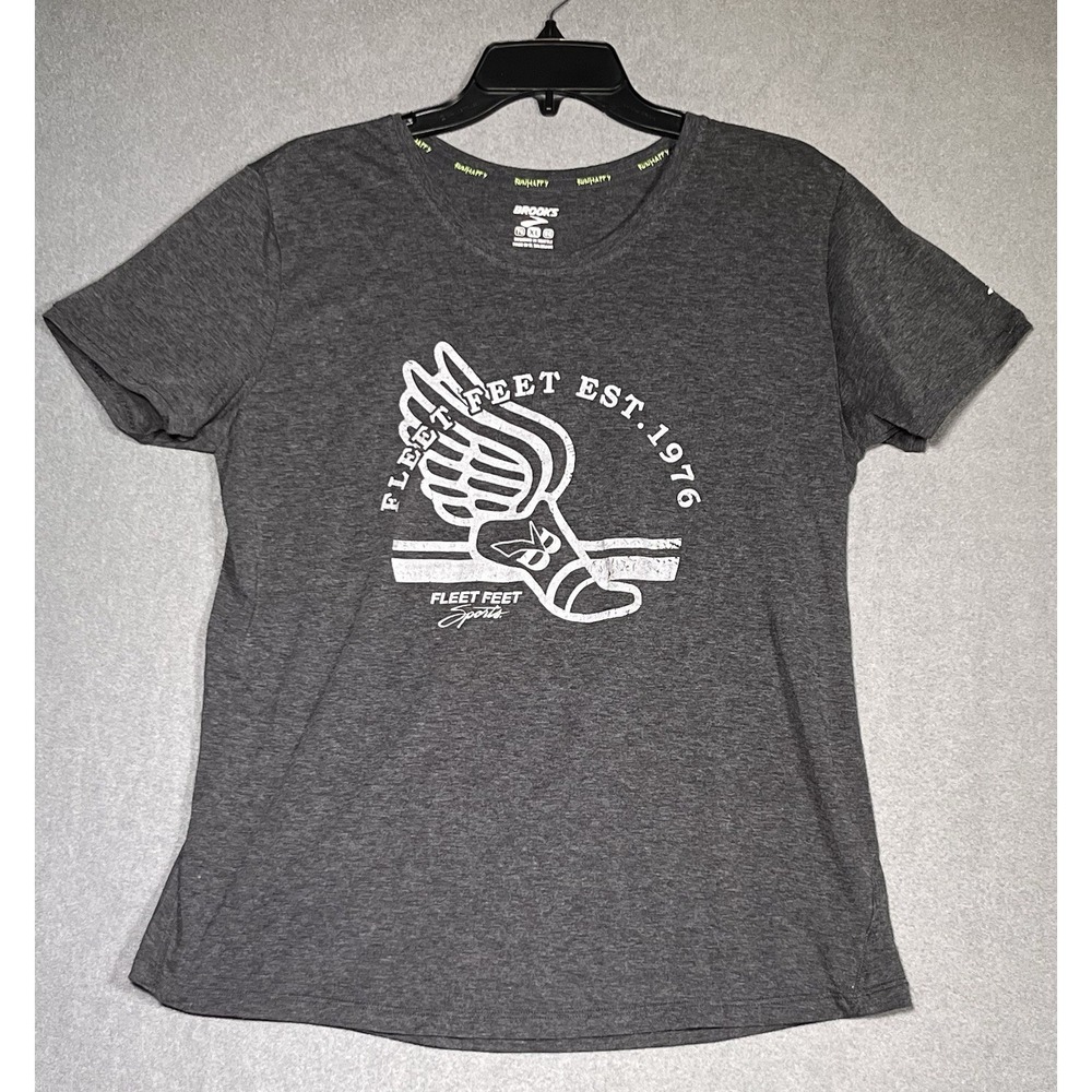 Brooks Fleet Feet Sports Shirt Women's Size XL The Big Run Happy